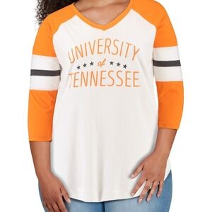 Pressbox Orange and White Relaxed Fitted Raglan Top